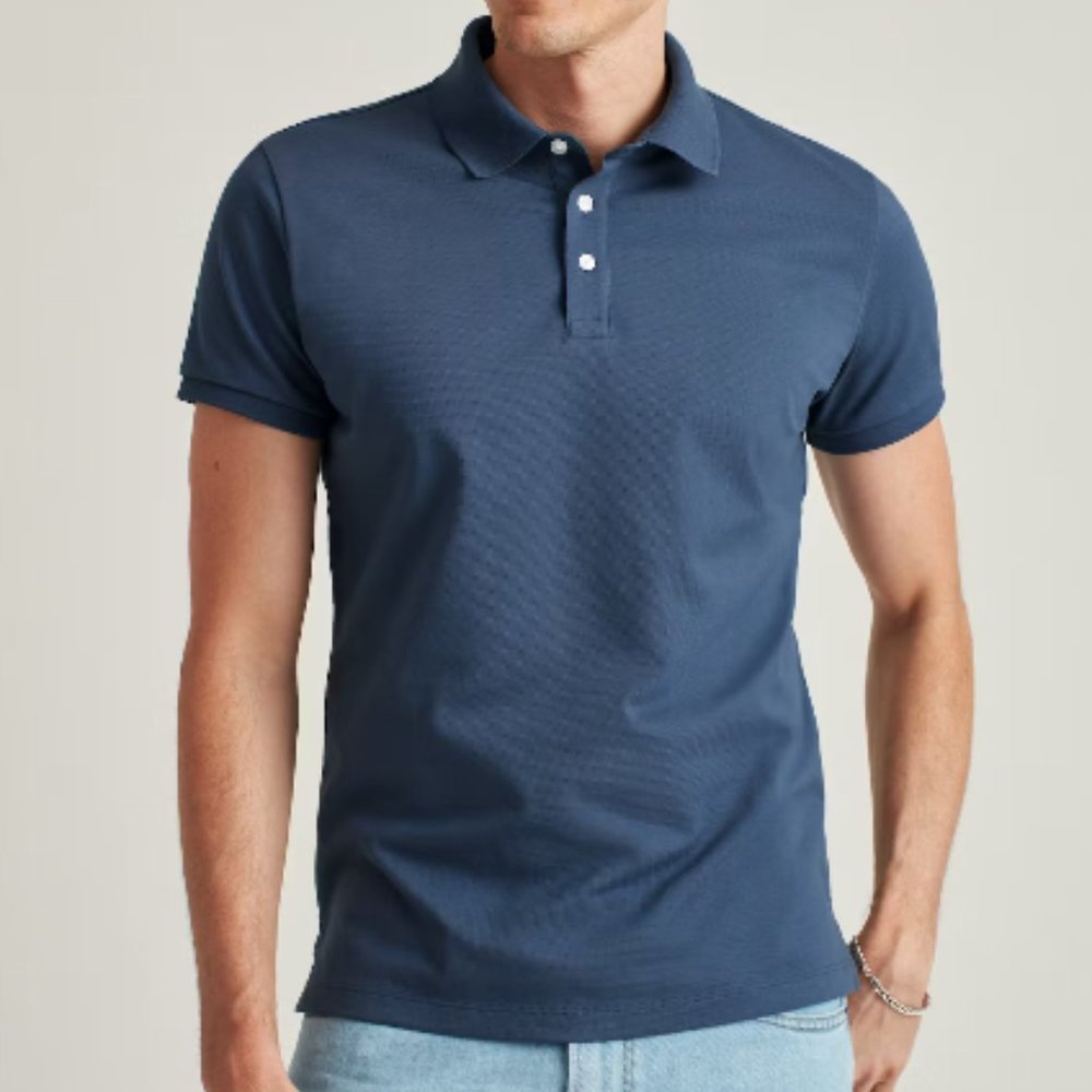 Bonobos Stretch Pique Polo Shirt Men's Large Slim Fit 3-Button Bright Navy
